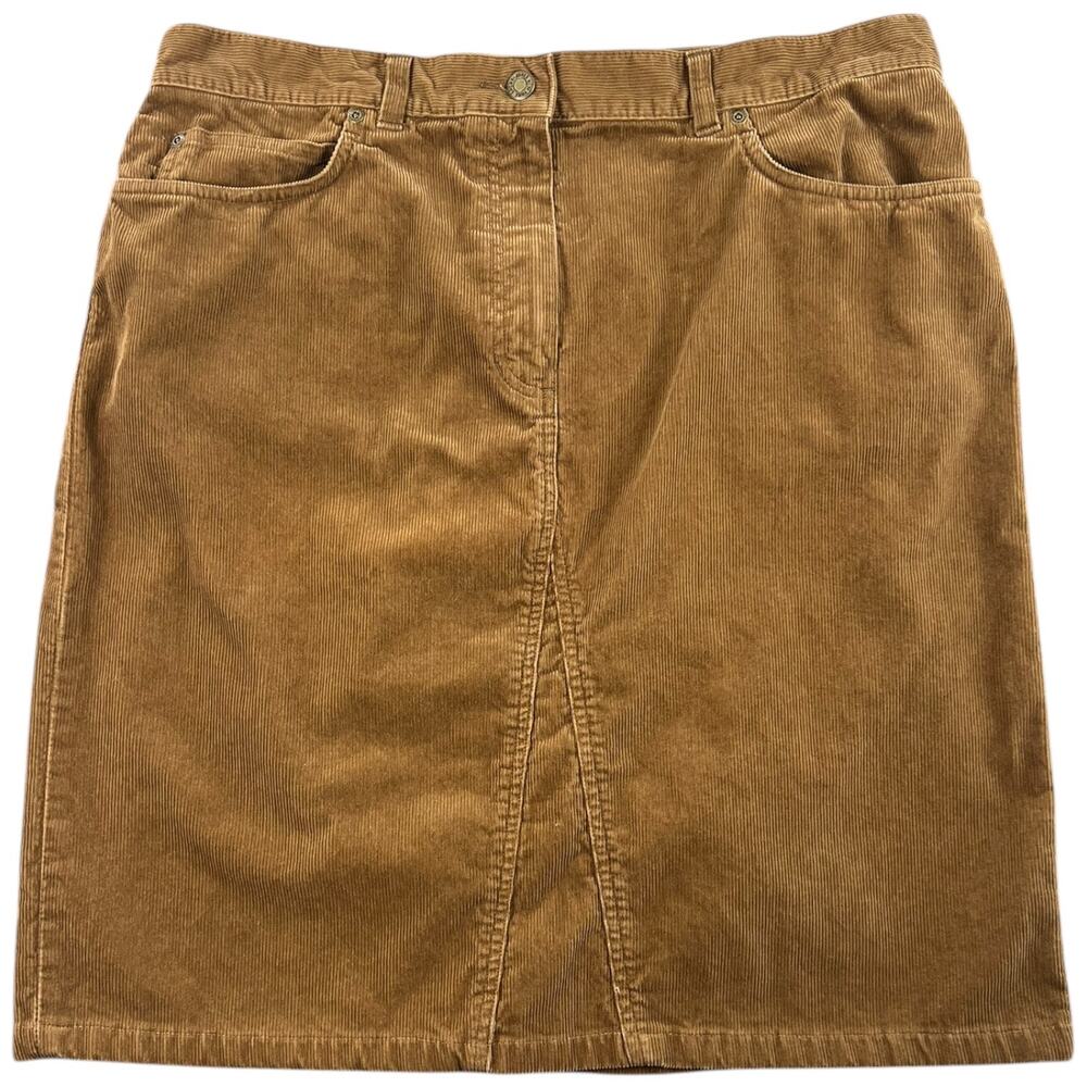 Jones New York Sport Corduroy Skirt Brown Straight Knee Length Y2K - 16